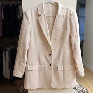 Chic Cream Blazer with Button Detail
